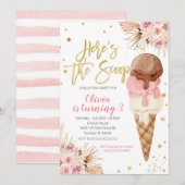 Bohemian Hier is de scoop Ice Cream Birthday Kaart (Voorkant / Achterkant)