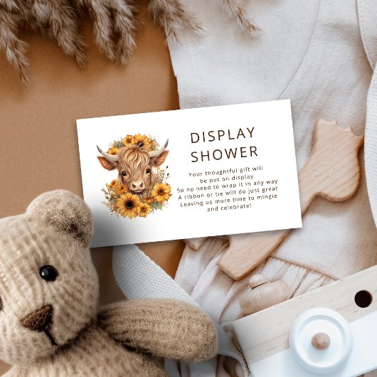 Bohemian Highland Koe Zonnebloemen Display Douche Informatiekaartje