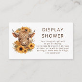 Bohemian Highland Koe Zonnebloemen Display Douche Informatiekaartje (Voorkant)