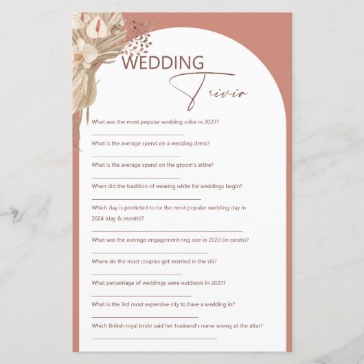 Bohemian hij zei dat ze zei bruiloft trivia spel (Voorkant)