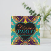 Bohemian Hippie Batik Dinner Party Uitnodigingen (Staand voorkant)