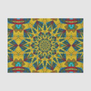Bohemian Hippie Blue Yellow Floral etnische stam Tissuepapier
