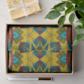 Bohemian Hippie Blue Yellow Floral etnische stam Tissuepapier (Geschenk)