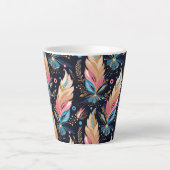 Bohemian Hippie Chic Abstract Colorful Feather Art Latte Mok (Voorkant)