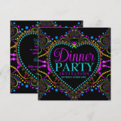 Bohemian Hippie Lights Dinner Party Uitnodigingen (Voorkant / Achterkant)