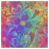 Bohemian Hippie Rainbow Floral Pattern Stof (Close Up)