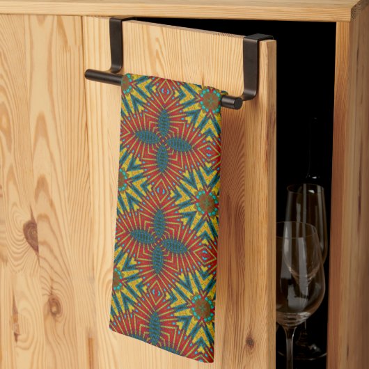 Bohemian Hippie Red Blue Yellow Ethnic Tribal Theedoek (Derde Gevouwen)