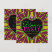 Bohemian Hippy Girls Night Dinner Party Uitnodigin Kaart (Voorkant / Achterkant)