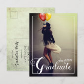 Bohemian Hipster Woman Graduation Party Uitnodiging Briefkaart (Voorkant / Achterkant)