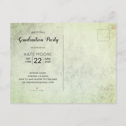 Bohemian Hipster Woman Graduation Party Uitnodiging Briefkaart (Achterkant)