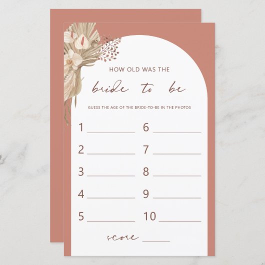 Bohemian How old was the bride douche game (Voorkant / Achterkant)