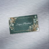 Bohemian Hunter Green Gold Botanical Frame Magnetisch Visitekaartje (Voorbeeld)