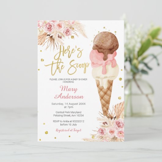 Bohemian Ice Cream Baby shower Kaart (Staand voorkant)