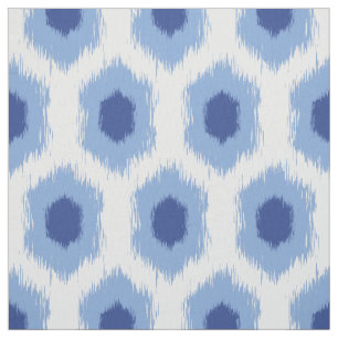 Bohemian Ikat Pattern Blue Tribal Print Hexagon Stof
