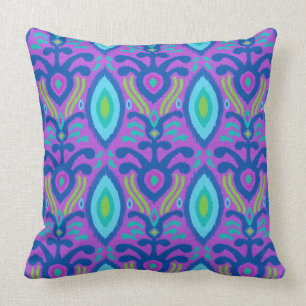Bohemian Ikat Pillow (paarse turquoise) Kussen