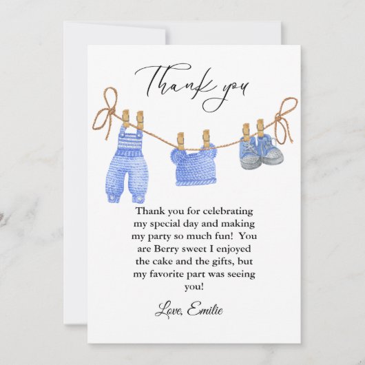 Bohemian Kleding Baby shower Dank u kaart (Voorkant)