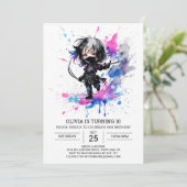 Bohemian kleine ninja meisje verjaardag kaart (Staand voorkant)