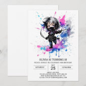 Bohemian kleine ninja meisje verjaardag kaart (Voorkant / Achterkant)