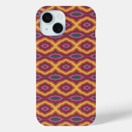 Bohemian Kleurenpalet Golvende Lattice Patroon Art iPhone 15 Case
