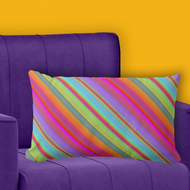 Bohemian Kleurrijke Bold Gestreept Lumbaal Kussen (Lumbar pillow with a retro bohemian colorful striped pattern)