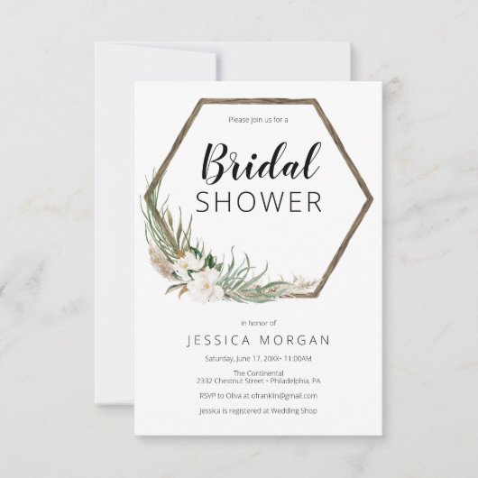 Bohemian krans bruids douche uitnodiging Kaart (Voorkant)