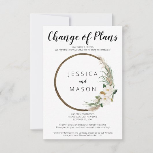 Bohemian krans bruiloft uitgestelde aankondiging (Voorkant)