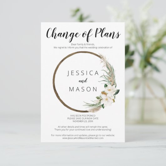 Bohemian krans bruiloft uitgestelde aankondiging (Staand voorkant)