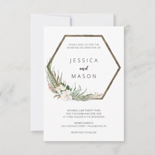 Bohemian krans bruiloft uitnodiging (Voorkant)