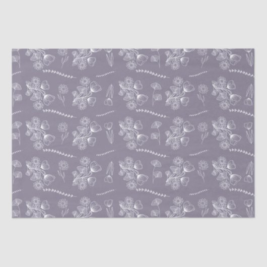 Bohemian Lavender Botanical Floral Tissuepapier (Voorkant)
