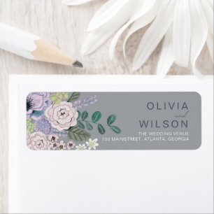 Bohemian Lavender & Gray Chic Floral Flowers Invem Etiket