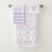 Bohemian Lavender Waterverf Floral Toile Towel Bad Handdoek (Insitu)