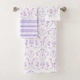 Bohemian Lavender Waterverf Floral Toile Towel Bad Handdoek