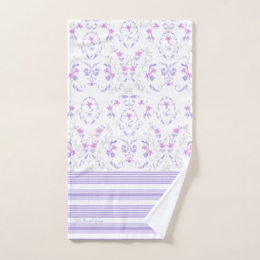 Bohemian Lavender Waterverf Floral Toile Towel Bad Handdoek (Handdoek)