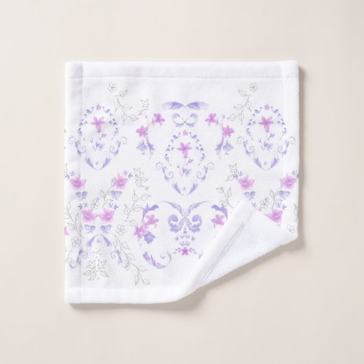 Bohemian Lavender Waterverf Floral Toile Towel Bad Handdoek (Wasdoekje)