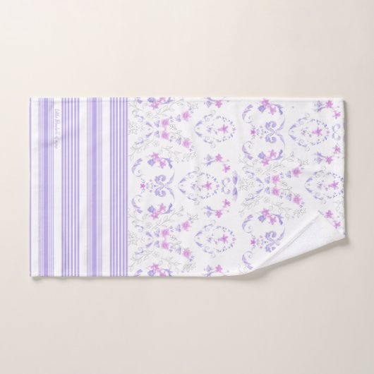 Bohemian Lavender Waterverf Floral Toile Towel Bad Handdoek (Handdoek)