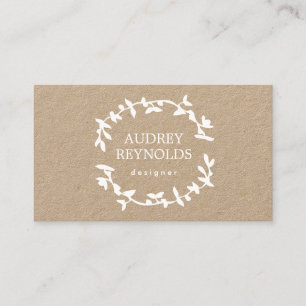 Bohemian Leaf Krans Designer Logo op Kraft Visitekaartje