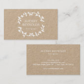 Bohemian Leaf Krans Designer Logo op Kraft Visitekaartje (Voorkant / Achterkant)