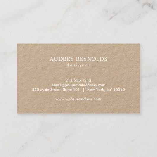 Bohemian Leaf Krans Designer Logo op Kraft Visitekaartje (Achterkant)