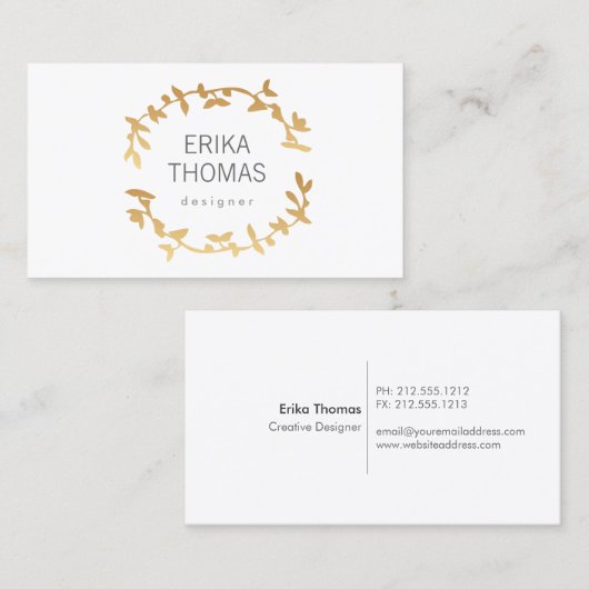 BOHEMIAN LEAF KRANS LOGO in GOUD Visitekaartje (Voorkant / Achterkant)
