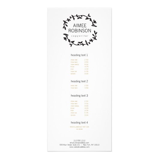 BOHEMIAN LEAF KRANS LOGO in ZWART & WIT Reclamekaart (Voorkant)