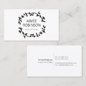 BOHEMIAN LEAF KRANS LOGO in ZWART & WIT Visitekaartje (Voorkant / Achterkant)