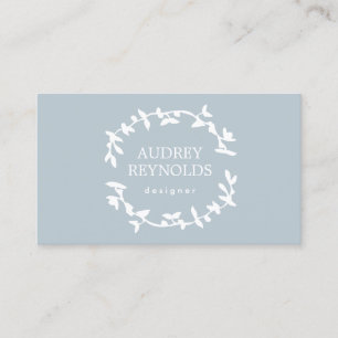 BOHEMIAN LEAF KRANS LOGO op BLAUW Visitekaartje