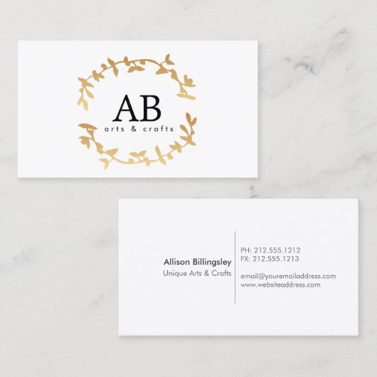 BOHEMIAN LEAF KRANS MONOGRAM in GOUD Visitekaartje (Voorkant / Achterkant)