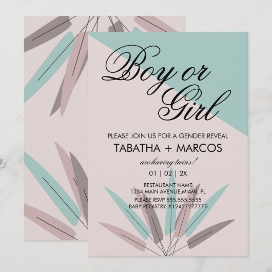 BOHEMIAN Leaf Tribal Baby Kaart (Voorkant / Achterkant)