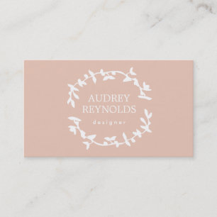 BOHEMIAN LEAF WREATH LOGO OP PEACH VISITEKAARTJE