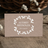 BOHEMIAN LEAF WREATH LOGO Tan Kraft papier effect Visitekaartje