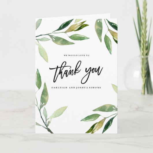 Bohemian Leaves Dank je fotokaart Bedankkaart (Voorkant)