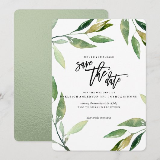 Bohemian Leaves Save the Date (Voorkant / Achterkant)