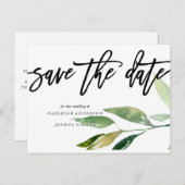 Bohemian Leaves Save the Date Photo Briefkaart (Voorkant / Achterkant)