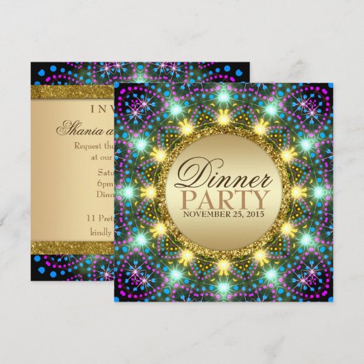 Bohemian Lights Gold Sparkle Colours Kaart (Voorkant / Achterkant)